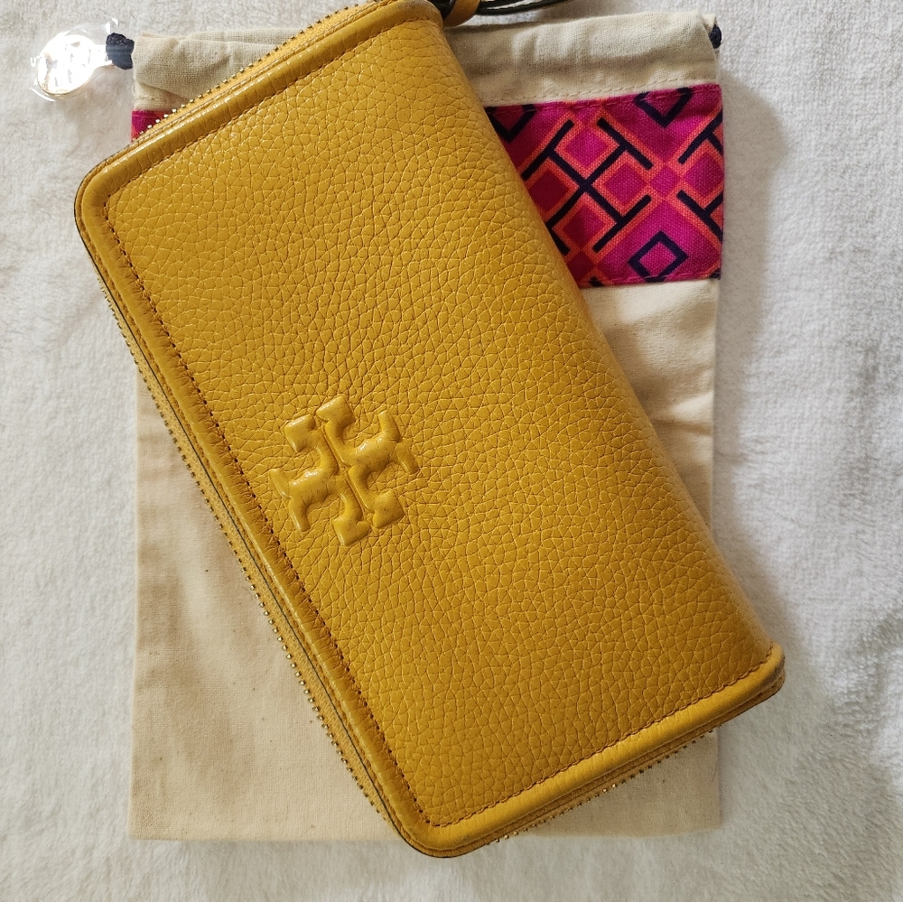Tory Burch Yellow Zippy Wallet